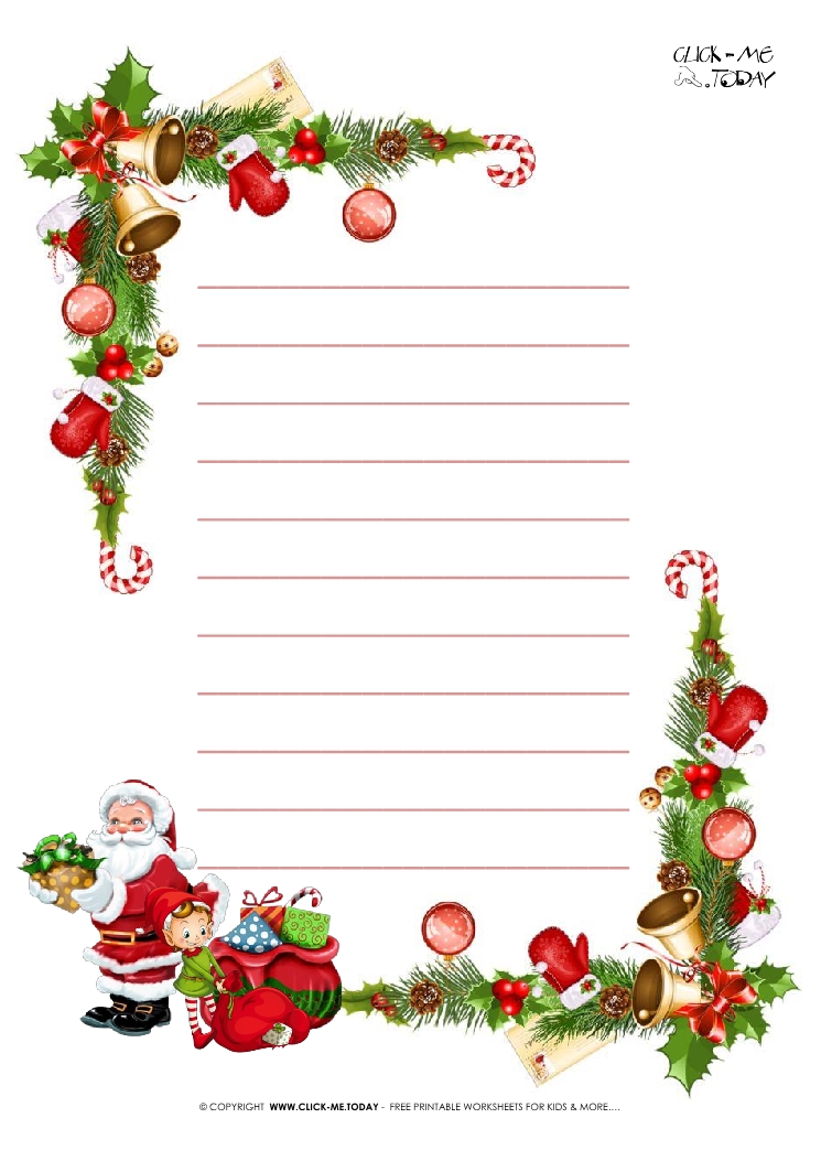 Free Printable Christmas Paper Letter To Santa Template With Lines 10
